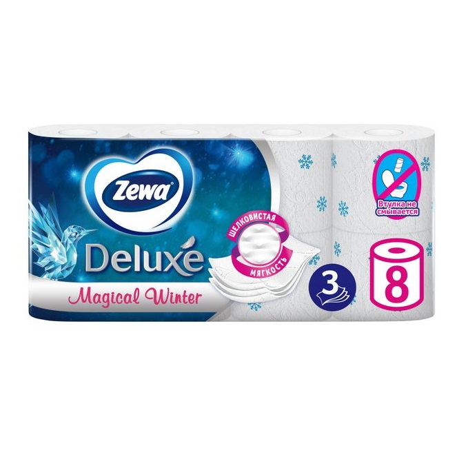 Туалетная бумага Zewa Deluxe 3-х слойная 8 шт купить с доставкой на дом ...