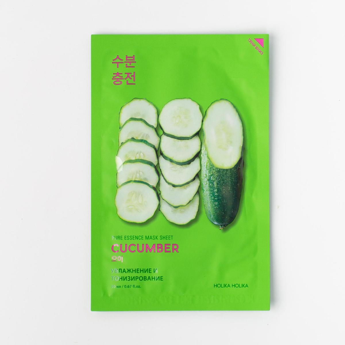 

Успокаивающая тканевая маска с огурцом Pure Essence Mask Sheet Cucumber, Holika Holika ~ 20 г