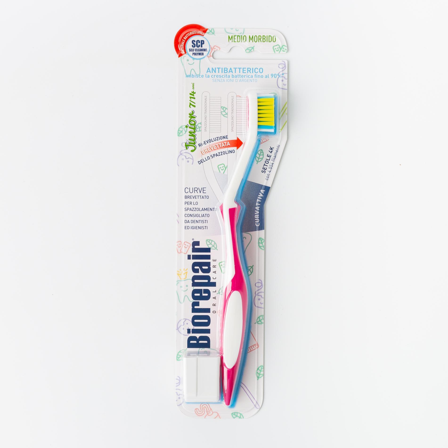 

Зубная щетка изогнутая детская средней мягкости Biorepair Junior Италия