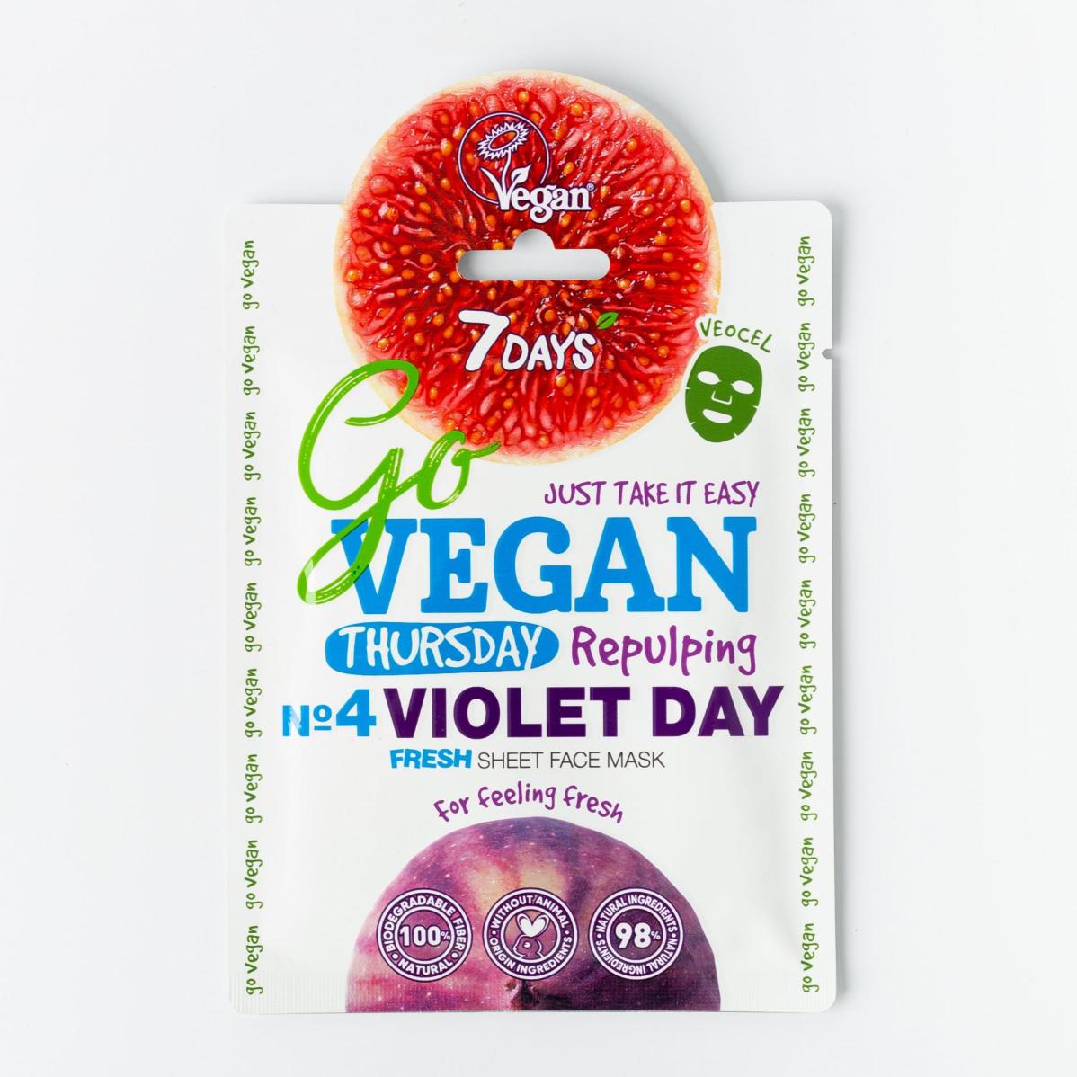 

Тканевая fresh маска для лица Thursday VIOLET DAY, 7 DAYS GO VEGAN, 25 г