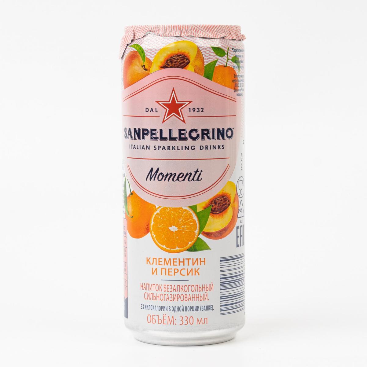 

Напиток S. Pellegrino Моменти Клементин Персик газированный ~ 330 мл
