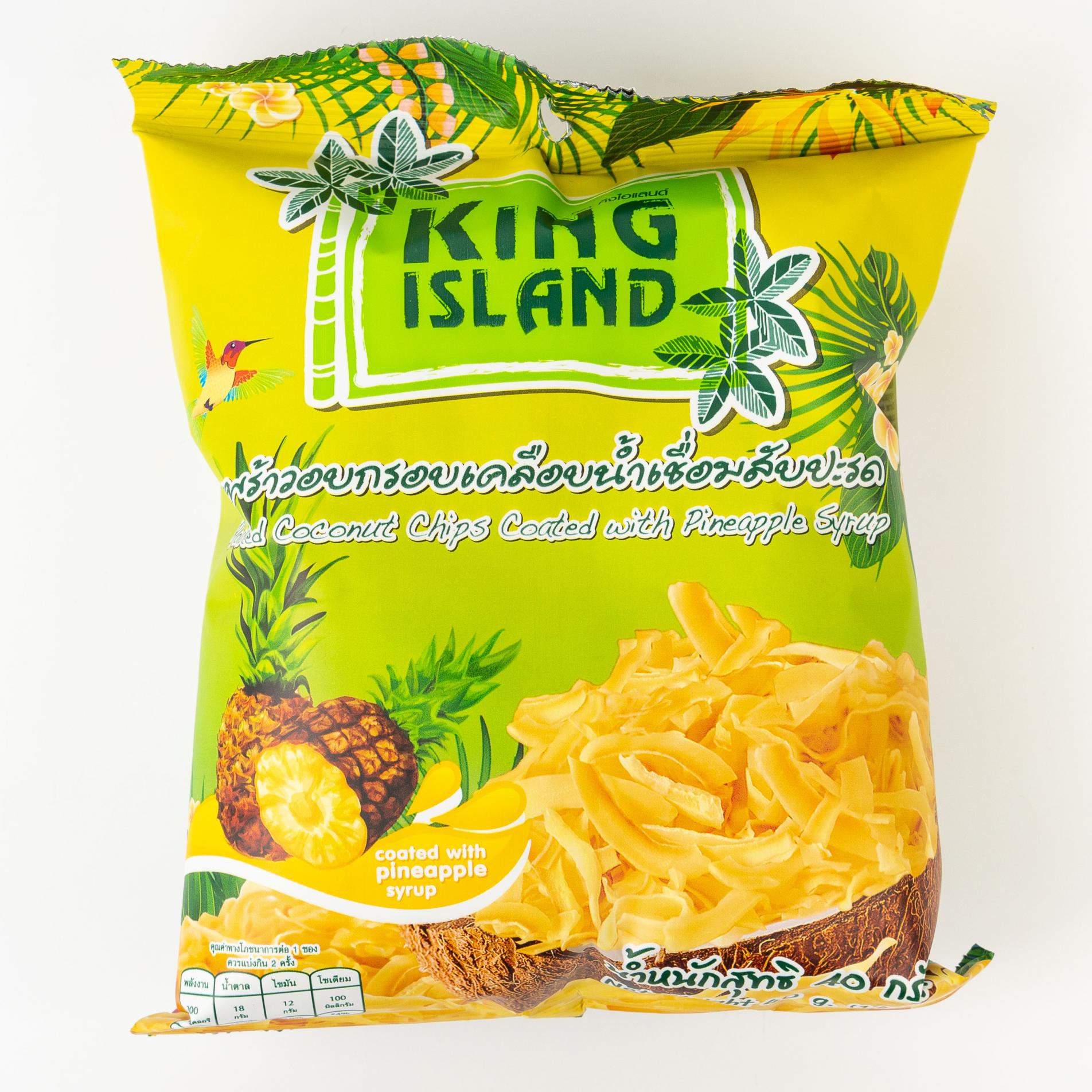 Кокосовые чипсы KING ISLAND со вкусом ананаса - 40 г